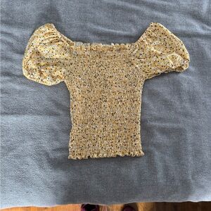 Yellow Floral Smocked Top
